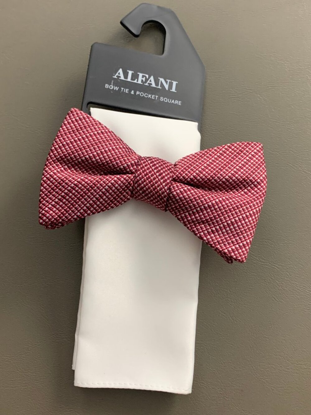 Alfani Men's 2-Piece Balaton Stripe Bow Tie & Solid Pocket Square Set, Red White